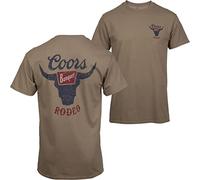 Changes Coors Banquet Rodeo Logo Distressed Front and Back Tan T-Shirt (as8, Alpha, l, Regular, Regular)