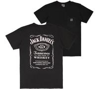 Changes Jack Daniel's Distressed Front & Back Print Embroidered No.7 Pocket T-Shirt (UK, Alpha, L, Regular, Regular) Black