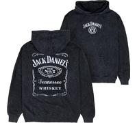 Changes Jack Daniels Label Mineral Wash Front and Back Print Pull-Over Hoodie (UK, Alpha, M, Regular, Regular) Black