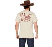 Changes Lone Star Beer Armadillo Riding Front and Back Print T-Shirt (UK, Alpha, M, Regular, Regular) Beige
