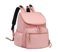 Changing Bag with Stroller Buckle, Water-Resistant Diaper Backpack with Insulated Pockets, Black (Pink)