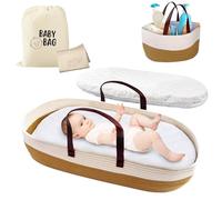 Changing Basket Set Measurements 76 * 40 * 19 cm / 30 * 16 * 7 inches, Cotton Changing Basket for Baby Dresser, Diaper Changing Basket with an Additional Small Basket + Pillow + Bibs
