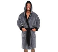 Changing Bath Robe For Men, Mens Dressing Gowns With Hood-Belt Super Soft Towelling Robe Autumn Warm Towelling Robe, Winter Plush Poncho Bathrobe For Loungewear Sleepwear Bathrobe Men