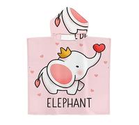 Changing Bath Robe Surf Poncho Universal Size Men Women Pink Wetsuit Changing, Compact Lightweight Beach Towel with Hood Surfing Swimming Surf Poncho Animal Lion Elephant (Pink, 60x60cm)