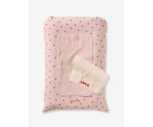 Changing Mat + 2 Changing Pads, MY HEART printed pink