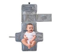 Changing Mat, Tiny to Tots Portable Fold Out Changing Mat, Pillow Pad for Head Support, Detachable Parts, Hygienic Waterproof Lining with Carry Handle (1, Grey, One Size)