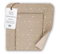 Changing pad Cotton 75x72 cm - Soft and Washable Changing pad for Babies, Fabric Changing mat for Changing Table, Changing Dresser, or Washing Machine 75 x 72 Oeko-Tex Beige with White Stars