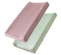 Changing Pad Cover, 2 Pack Soft Minky Dots Changing Table Sheets for Baby Boy and Girl, Diaper Changing Table Cover Fit 32"/34'' x 16" Pad (Green + Sepia Rose)