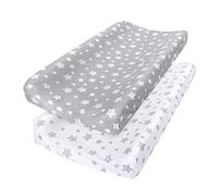 Changing Pad Cover for Boys Girls 2 Pack, Lovely Print Soft Unisex Diaper Change Table Sheets, Fit 32"x16" Contoured Pad, Comfy Cozy 2-Pack Cradle Sheets, Grey & White