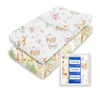 Changing Pad Cover for Girls Boys, TotBasic Premium Soft Changing Table Covers, Stretchy Jersey Changing Table Sheets - Fits All Standard Changing Pads - 2 Pack (Forest Bear & Bambi Deer)