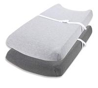 Changing Pad Cover Set by Cuddly Cubs | Ultra Soft Jersey Cotton Changing Table Cover Cradle Sheets 16x32 inches for Baby Girl and Boy | 2 Pack Heather Grey Change Table Sheets