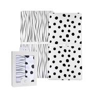 Changing Pad Cover Set | Cradle Sheet 2 Pack 100% Jersey Cotton Black and White Abstract Stripes and Dots by Ely's & Co