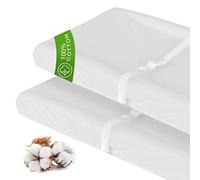 Changing Pad Cover White for Boys Girls, 100% Organic Cotton 2 Pack Unisex Changing Table Pad Cover Cradle Sheet Soft and Breathable 16" x 32" for Standard Baby Changing Pads, White