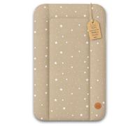 Changing pad wipeable and Waterproof 70x50 cm - Changing mat to Place on Changing Table, Changing top, Changing Dresser, or Washing Machine, Changing mat 70 x 50 Beige with White Stars
