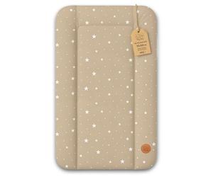 Changing pad wipeable and Waterproof 70x50 cm - Changing mat to Place on Changing Table, Changing top, Changing Dresser, or Washing Machine, Changing mat 70 x 50 Beige with White Stars