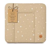 Changing pad wipeable and Waterproof 75x72 cm - Changing mat to Place on Changing Table, Changing top, Changing Dresser, or Washing Machine, Changing mat 75 x 72 Beige with White Stars