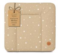 Changing pad wipeable and Waterproof 85x72 cm - Changing mat to Place on Changing Table, Changing top, Changing Dresser, or Washing Machine, Changing mat 85 x 72 Beige with White Stars