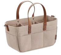 Changing Table Organizer, Baby Diaper Caddy, Portable Diaper Caddy Organizer Foldable Nursery Felt Bag Baby Basket Changing Table for Diapers Khaki