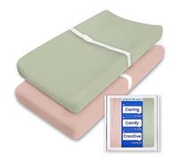 Changing Table Sheets - TotBasic Premium Soft Pink Diaper Changing Pad Cover, Ultra Stretchy Green Changing Table Cover - Suit for Baby Boy and Baby Girl, 2 Pack (Sage + Blush)