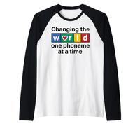 Changing the World One Phoneme at a Time Dyslexia Teacher Raglan Baseball Tee