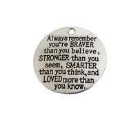 ChangJin 20PCS Antiqued Silver Metal Always remember you are braver than you believe charms pendants for Jewelry Making, 27 mm, Metal, No Gemstone