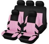 CHANGJQS Car Seat Covers Full Set for HONDA Fit/Jazz 2013-2015,9 Pcs Set Full Surround Breathable Leather Washable SeatCover Side Airbag Compatible,Pink