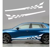 CHANGKAIFA 2 Pcs Body Decoration Sticker for Audi Q4 e-tron I 2021-2024, Vehicles Skirt Roof Hood Bumper Stripes Decor Car Vinyl Decal Sport Racing Stripe Graphic Sticker,White