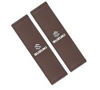 CHANGKAIFA 2 Pcs Car Seat Belt Pad for Suzuki Alto V Bj. 2009-2014, Leather Seatbelt Strap Cover Harness Pad Soft Shoulder Protection Auto Interior Accessories,Brown