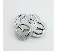 CHANGKAIFA 4 Pcs Car Hubcap for Mazda Demio Bj. 1996-2003, 56mm Durable ABS Snap-On Trim Covers Wheels Car Decoration Styling Waterproof Dustproof Anti-rust Car Hub Centre Caps,Silver