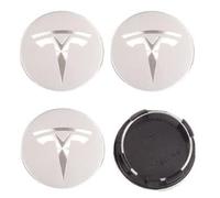 CHANGKAIFA 4 Pcs Tesla Hubcaps for Tesla lodell 3 ab Bj. 2019-, 56mm Wheel Cap Kit with Tesla Logo Hub Center Cover Alloy Wheel Stable Wheel Centre Caps,Silver