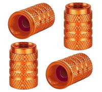 CHANGKAIFA 4 Pcs Tyre Valve Caps for BMW 5er Limousine 6 (VI) F10 I 2010-2017 -, Aluminum Tyre Dust Caps with Rubber Ring Dust Cover Dust Proof Corrosion Resistant Stem Covers,Orange
