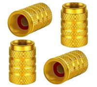 CHANGKAIFA 4 Pcs Tyre Valve Caps for Ford Fiesta / 5-türer (Typ MK7 Bj.10/2008-2012) -, Aluminum Tyre Dust Caps with Rubber Ring Dust Cover Dust Proof Corrosion Resistant Stem Covers,Yellow