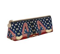 CHANGLEI 4th of July Patriotic Flag Cute Leather Pencil Case for Girls Boys,Printed Personalised Lightweight Pencil Stationery Case