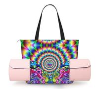CHANGLEI Abstract Mushroom Colorful Pattern Women'S Yoga Mat Bag With All-Over Print,Lightweight Polyester Shoulder Gym Bag,Front Open Pocket For Yoga Mat, Towel
