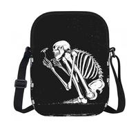 CHANGLEI Aesthetic Skeleton Crossbody Bag With Print,Lightweight 600d Oxford-Fabric,Water-Resistant Scratch-Resistant, Zipper Closure+Turn-Lock Flap