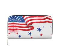 CHANGLEI American Flag and Stars Long Zip Around Pu Leather Clutch Wallet for Women,Multi-Functional Purse with Coin Pocket, Multiple Card Slots and Organizer Compartments