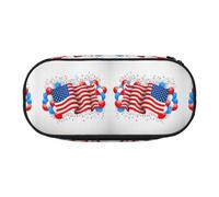 CHANGLEI American Flag Balloons Double-Zip Pencil Case with 4 Pen Slots Mesh Pocket,Print Lightweight Durable Polyester Pencil Pouch for School,Office,Or Makeup Organizer