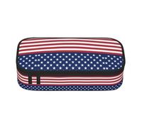 CHANGLEI American Flag Stars Stripes Large Capacity Pencil Case, Oxford-Cloth Sturdy Stationery Pouch with Removable Divider Mesh Pocket,Multi-Compartment Waterproof Pen Bag