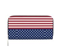 CHANGLEI American Flag Stars Stripes Long Zip Around Pu Leather Clutch Wallet for Women,Multi-Functional Purse with Coin Pocket, Multiple Card Slots and Organizer Compartments