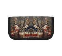 CHANGLEI Americana Flag Deer Large Canvas Pencil Case for Girls Boys,Printed Personalised Lightweight Pencil Stationery Case