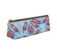 CHANGLEI Animal Cute Brown Otters Cute Leather Pencil Case for Girls Boys,Printed Personalised Lightweight Pencil Stationery Case