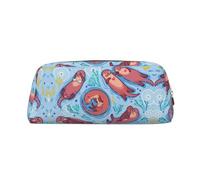 CHANGLEI Animal Cute Brown Otters Personalised Leather Pencil Case for Girls Boys,Printed Lightweight Pencil Stationery Case