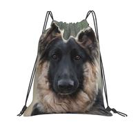 CHANGLEI Animal German Dog Large Casual Drawstring Backpack With Print,Water-Resistant Polyester,Lightweight Durable,Black Contrast Back For Gym,Yoga,Travel
