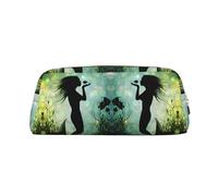 CHANGLEI Animated Mermaid Kissing Fish Personalised Leather Pencil Case for Girls Boys,Printed Lightweight Pencil Stationery Case