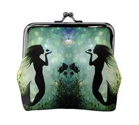 CHANGLEI Animated Mermaid Kissing Fish Women's Bifold Kiss Lock Coin Purse-Double-Sided Printed Leather Small Wallet for Cards,Cash,Coins-Secure Clasp Closure for Women Or Girls