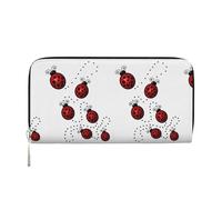 CHANGLEI Art Ladybug Tracks Long Zip Around Pu Leather Clutch Wallet for Women,Multi-Functional Purse with Coin Pocket, Multiple Card Slots and Organizer Compartments