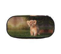 CHANGLEI Art Lion Double-Zip Pencil Case with 4 Pen Slots Mesh Pocket,Print Lightweight Durable Polyester Pencil Pouch for School,Office,Or Makeup Organizer