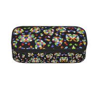 CHANGLEI Autism Awareness Puzzle Pieces Heart Large Capacity Pencil Case, Oxford-Cloth Sturdy Stationery Pouch with Removable Divider Mesh Pocket,Multi-Compartment Waterproof Pen Bag