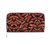 CHANGLEI Bacon Pattern Long Zip Around Pu Leather Clutch Wallet for Women,Multi-Functional Purse with Coin Pocket, Multiple Card Slots and Organizer Compartments