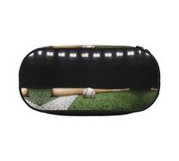 CHANGLEI Baseball Sports Field Double-Zip Pencil Case with 4 Pen Slots Mesh Pocket,Print Lightweight Durable Polyester Pencil Pouch for School,Office,Or Makeup Organizer